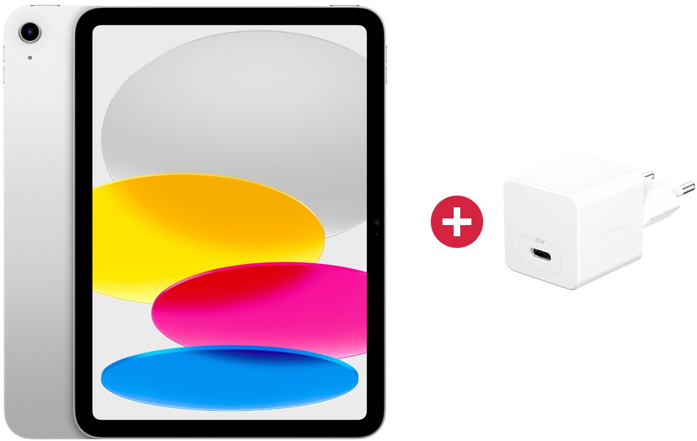 iPad 11" (128GB) WiFi (A16, 2025) silber + Dein Geschenk: empower by PanzerGlass USB Type-C Charger (30W), 10 Std. Akku, 12 MP Kamera