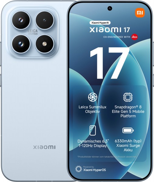 17 (12GB+512GB) Smartphone ice blue, 50 MP Kamera, 6,3 Zoll Display, 64 Std. Akku, 5G