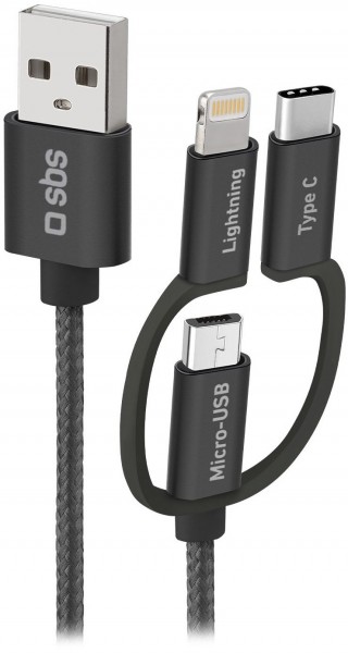 3-in-1 USB-Kabel Micro-USB/Lightning/USB-C