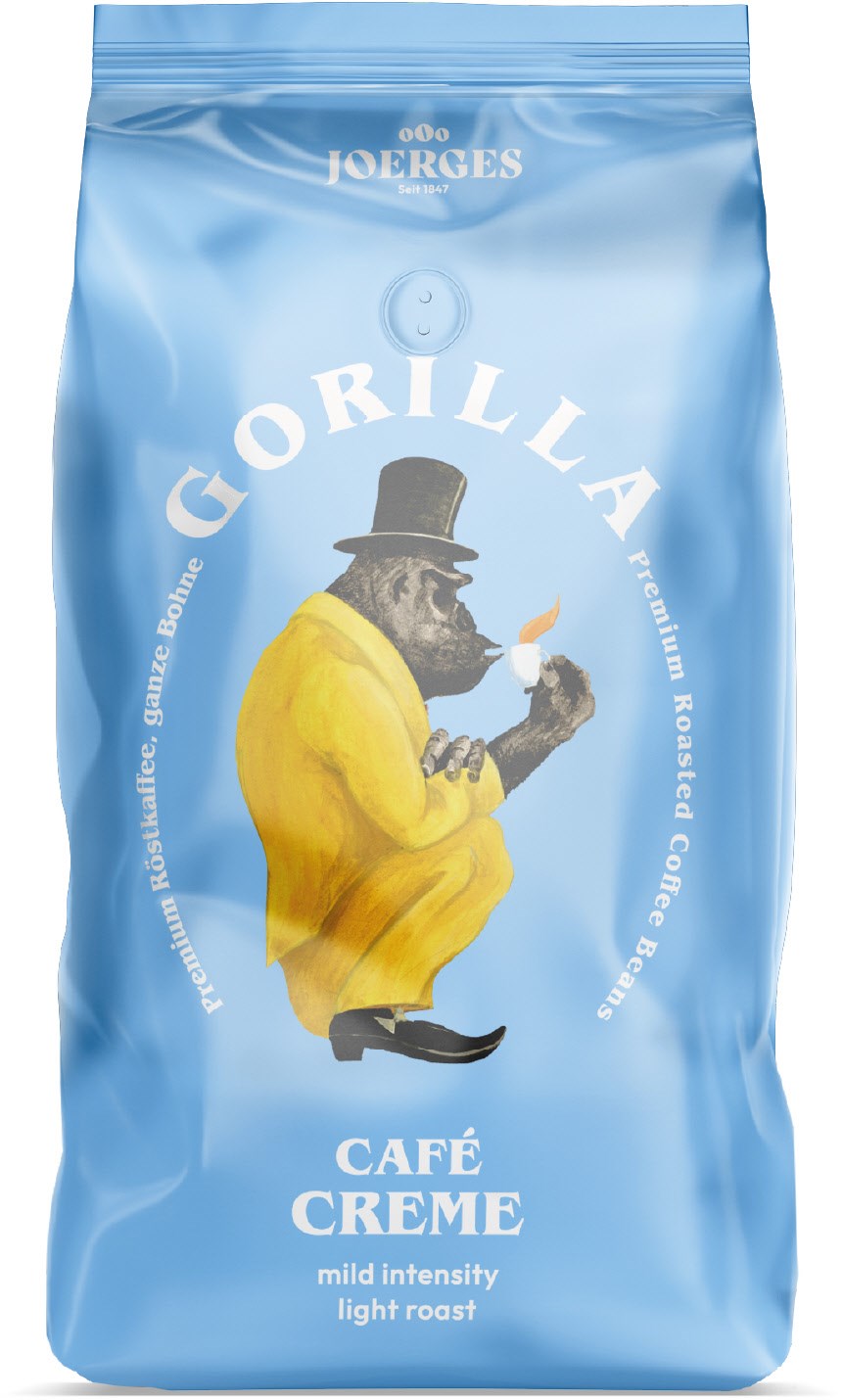 JOERGES Gorilla Café Creme (1kg) Kaffeebohnen blau