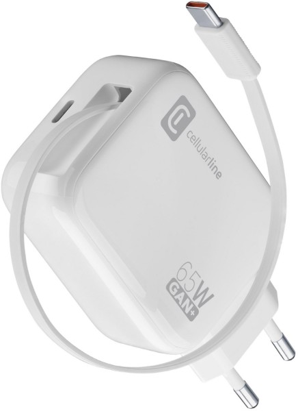 Retractable USB-C Lader GaN (65W) weiß