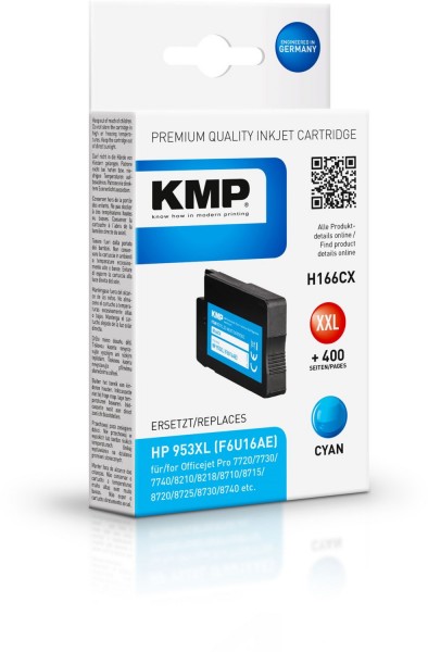 H166CX (2000 S.) Tintenpatrone ersetzt HP 953XL (F6U16AE) cyan