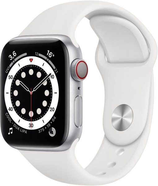 Apple Watch Series 6 (40mm) GPS+4G mit Sportarmband silber/weiß 