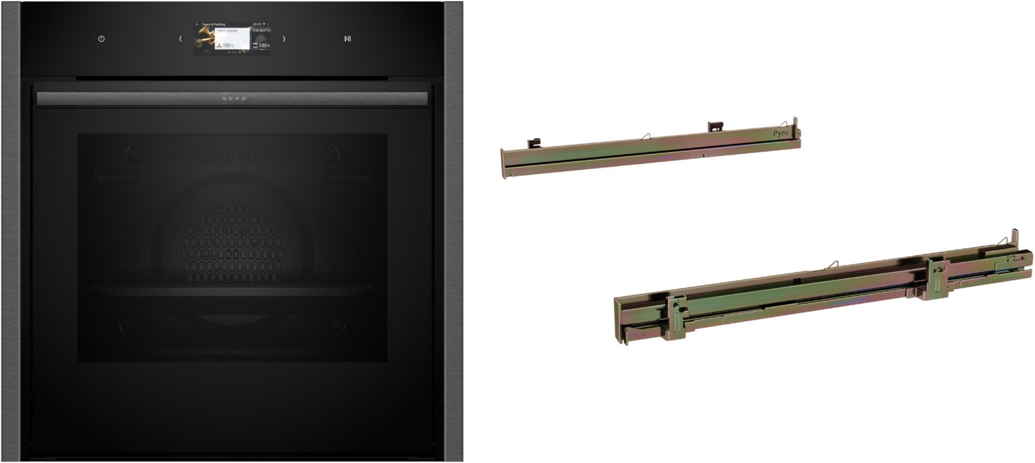 BLE6470CS Einbaubackofen bestehend aus B64CS71G0K + Z1608CX0 graphit-grey, Pizza-Stufe, schnelles Vorheizen, Brotback-Stufe