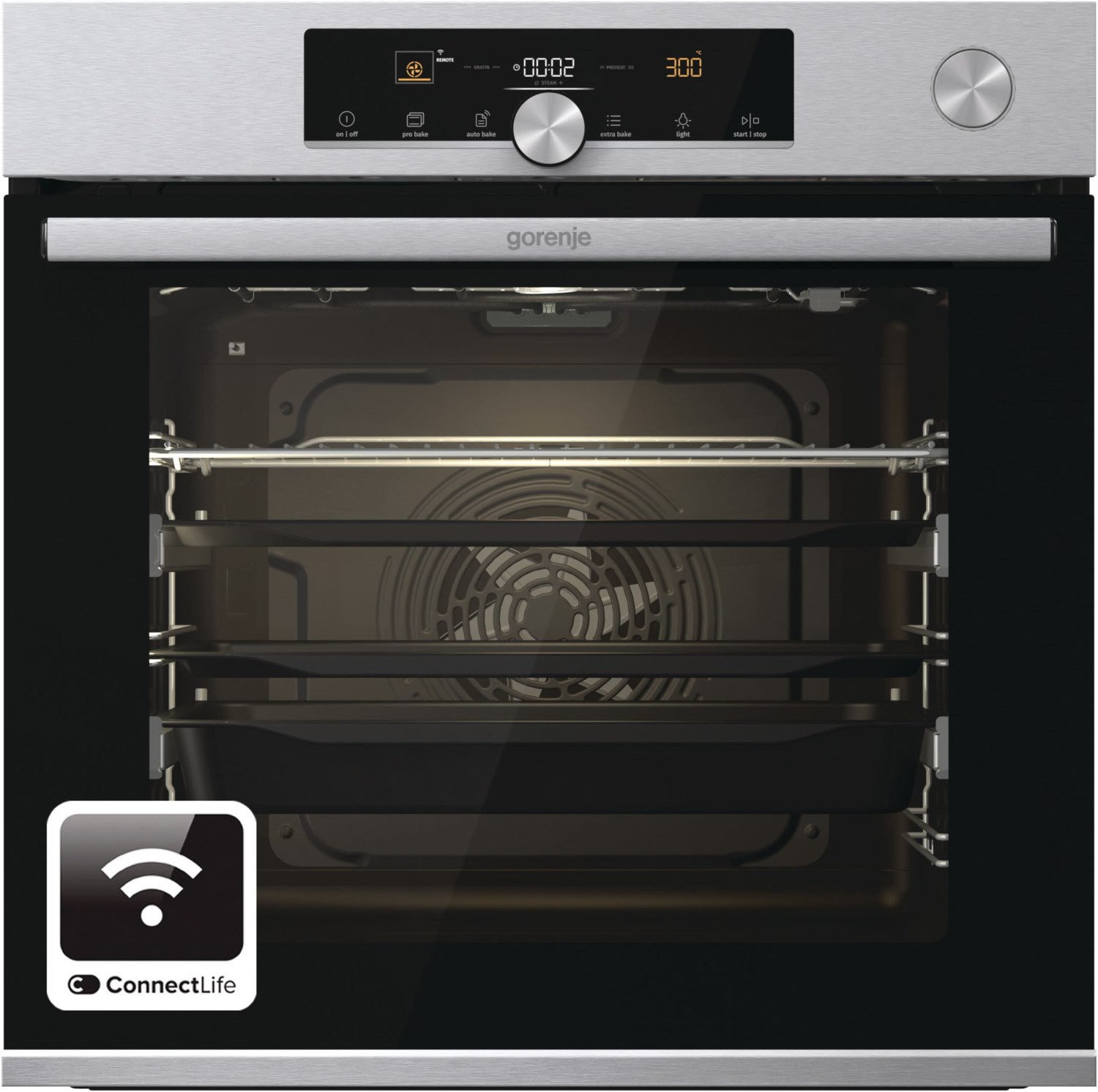 BSA6747A04XWI Einbaubackofen edelstahl, 77 l, Pizza-Stufe, schnelles Vorheizen, Heißluftgrill, WLAN, katalytische Selbstreinigungswände, 59,5 cm breit