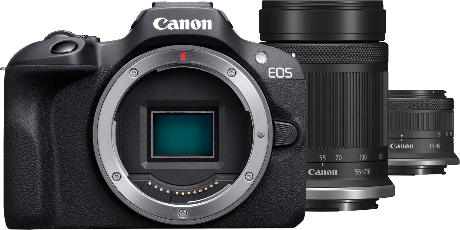 EOS R100 Kit (RF-S 18-45mm IS STM) + (RF-S 55-210mm IS STM) Digitale Systemkamera schwarz