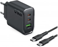 USB/2x USB-C GaN Ladegerät (140W) mit USB Type-C Kabel (2m) schwarz