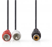CAGB24020BK02 Sub-Kabel (0,2m) schwarz 2x Cinch-Stecker>Cinch-Buchse