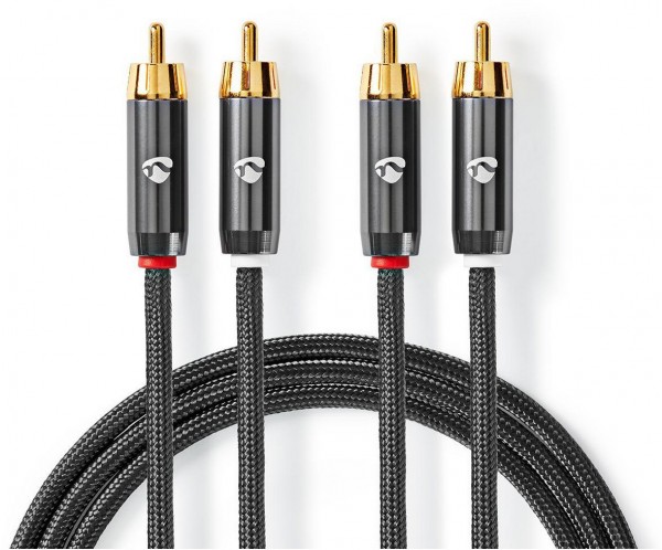 CATB24200GY20 Stereo-Audiokabel 2x Cinch-Stecker>2x Cinch-Stecker (2m) stahlgrau