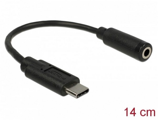 Adapter USB > Klinkenbuchse (14cm) Type-C Stecker schwarz