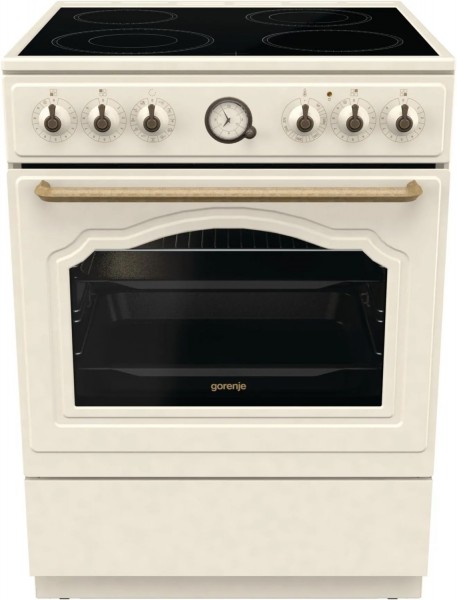 GECS6B70CLI Elektroherd mit Glaskeramikfeld hellbeige, 71 l, Pizza-Stufe, schnelles Vorheizen, Heißluftgrill, 60 cm breit, A