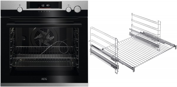 EUR57VA2 Einbaubackofen bestehend aus BSS57606BM + TR2LFV edelstahl/cleansteel, 72 l, Pizza-Stufe, schnelles Vorheizen, Heißluftgrill