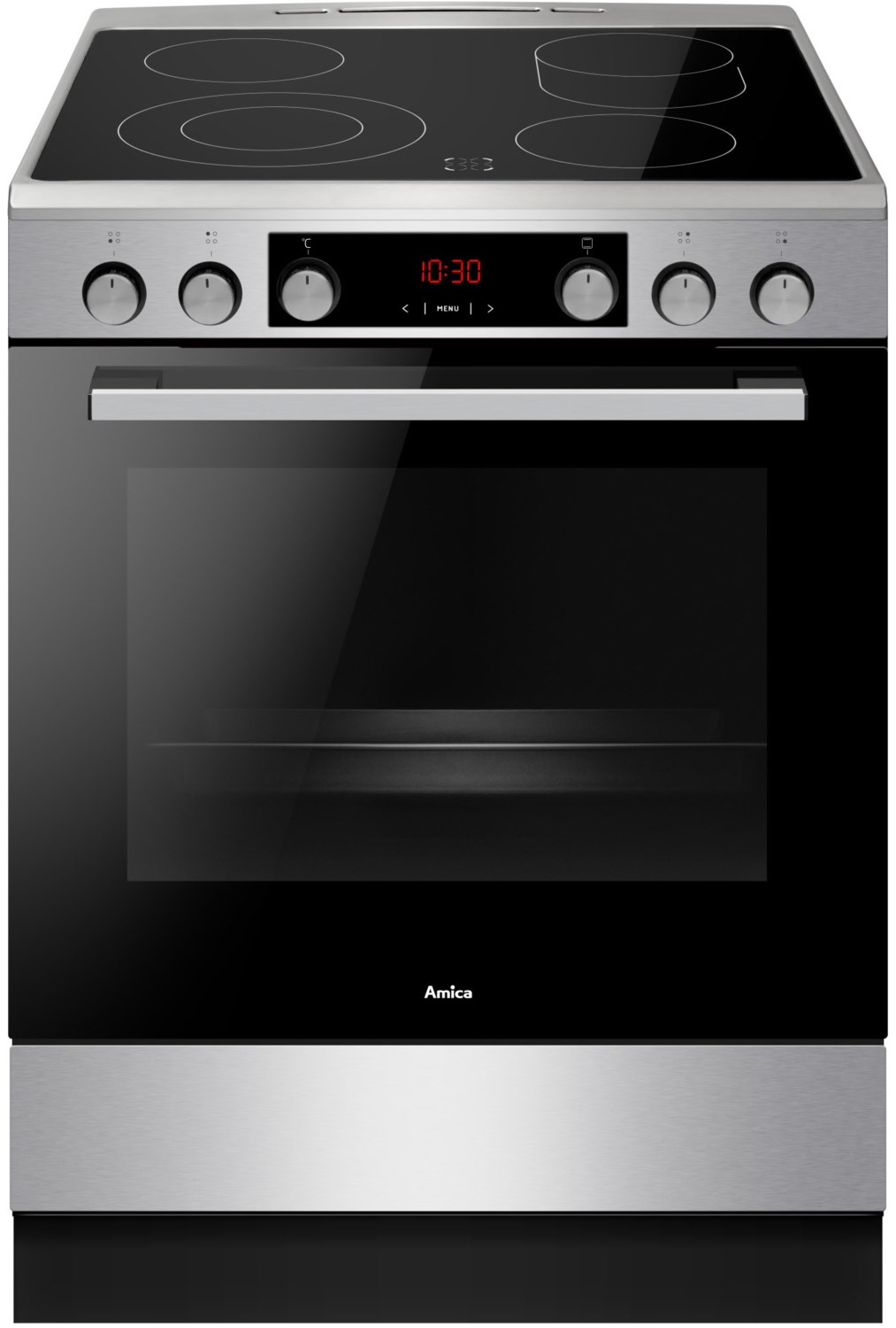 SHCX 913 110 E Elektroherd mit Glaskeramikfeld edelstahl, 77 l, Pizza-Stufe, schnelles Vorheizen, 60 cm breit, A, 4 Kochzonen