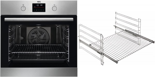 BO324P Einbaubackofen bestehend aus BPS335061M + TR1LV edelstahl/cleansteel, 72 l, Pizza-Stufe, schnelles Vorheizen, Heißluftgrill