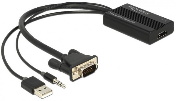 Adapter VGA zu HDMI mit Audio schwarz