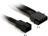 4-Pin > 2x3-Pin Kabel Single (0,3m) schwarz
