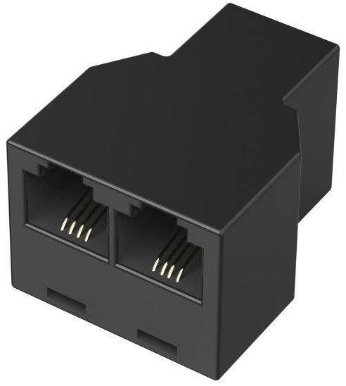 Modular-Verteiler Buchse 6p4c>2 Buchsen 6p4c schwarz