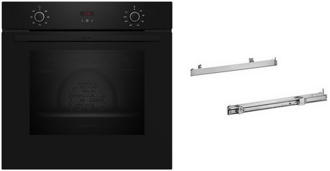 BLE110K Einbaubackofen bestehend aus B1CCC0AK3 + Z11TI15X0 schwarz, 71 l, schnelles Vorheizen, 59,4 cm breit, A+