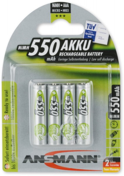 550mAh NiMH maxE 4er Blister Akku