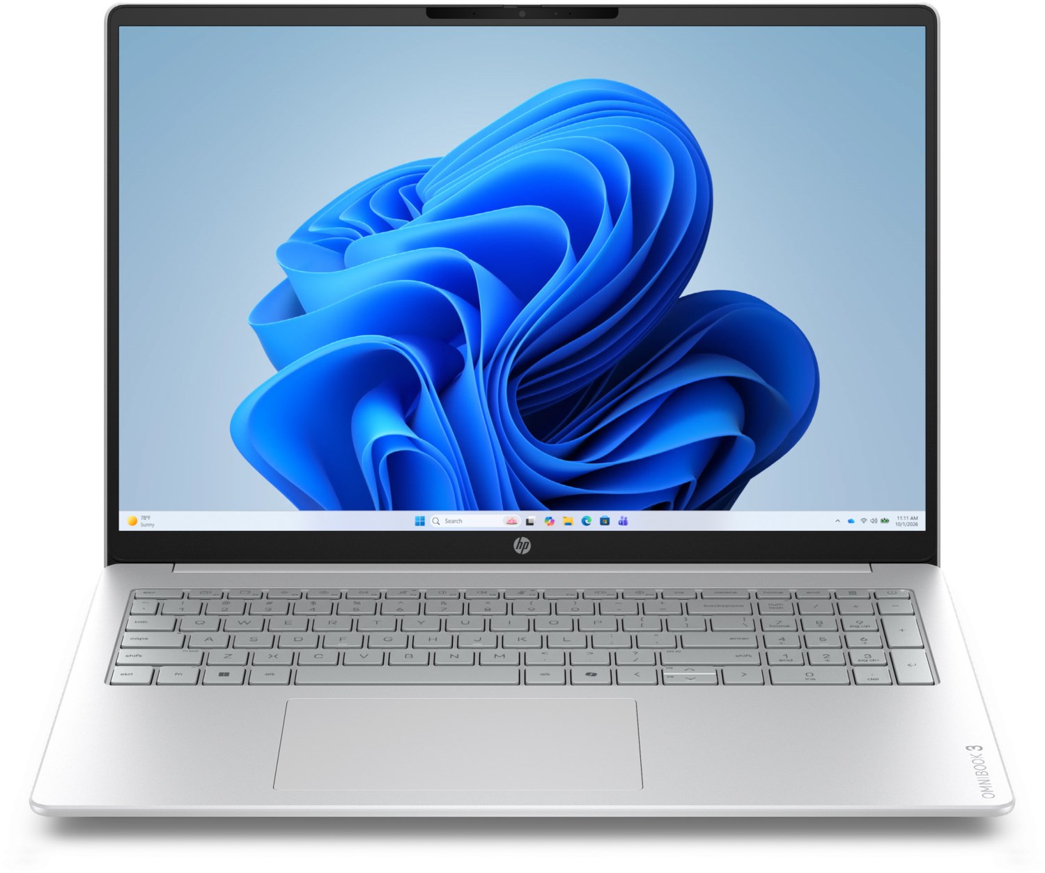 OmniBook 3 16-by0656ng (D46K0EA) 40,6 cm (16") Notebook glacier silver, 16 GB RAM, 1000 GB SSD, Windows 11, 1920x1200