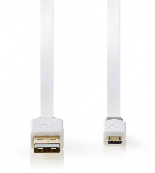 CCBP60500WT10 USB 2.0 Kabel (1m) weiß A-Stecker>Micro-B-Stecker, flach