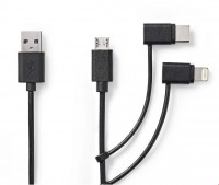 CCGL60620BK10 3-in-1 Kabel (1m) USB 2.0 > Lightning/Micro-B/USB-C schwarz