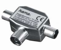 Koax-Kupplung > 2x Koax-Stecker Antennenverteiler metall schwarz