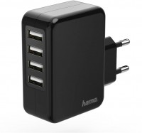 Ladegerät 4-fach USB 4,8A schwarz