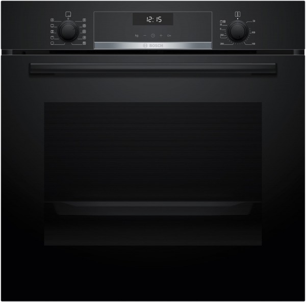 HBG537BB3 Einbaubackofen schwarz, 71 l, Pizza-Stufe, schnelles Vorheizen, Rückwand katalytisch beschichtet, 59,4 cm breit, A+, Serie 6