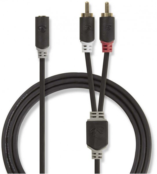 CABW22255AT02 Audiokabel (0,2m) anthrazit 2x Cinch-Stecker>3,5-mm-Buchse
