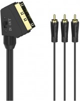 Video-Kabel (1,5m) Scart-Stecker>3 Cinch-Stecker schwarz