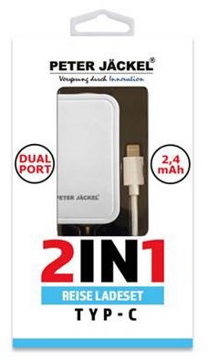 USB Travel Charger 2in1 Dual Port Typ-C weiss