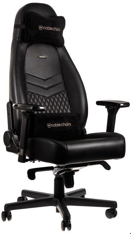 Image of ICON Echtleder Büro/Gaming Stuhl schwarz/schwarz