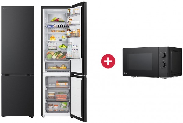 GBBS524AEV Kühl-/Gefrierkombination + Dein Geschenk: LG MS2082F Solo-Mikrowelle schwarz