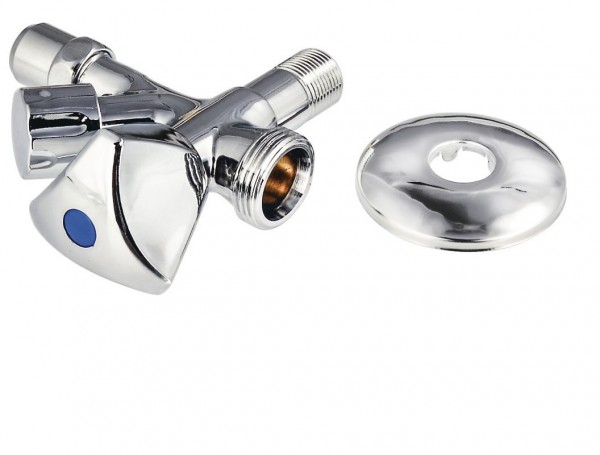 Eckventil mit Maschinenanschluss silber