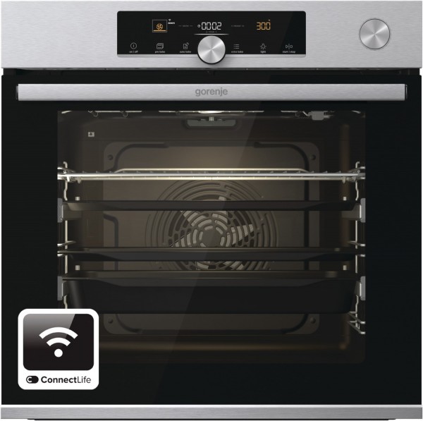 BSA6747A04XWI Einbaubackofen edelstahl, 77 l, Pizza-Stufe, schnelles Vorheizen, Heißluftgrill, WLAN, katalytische Selbstreinigungswände, 59,5 cm breit