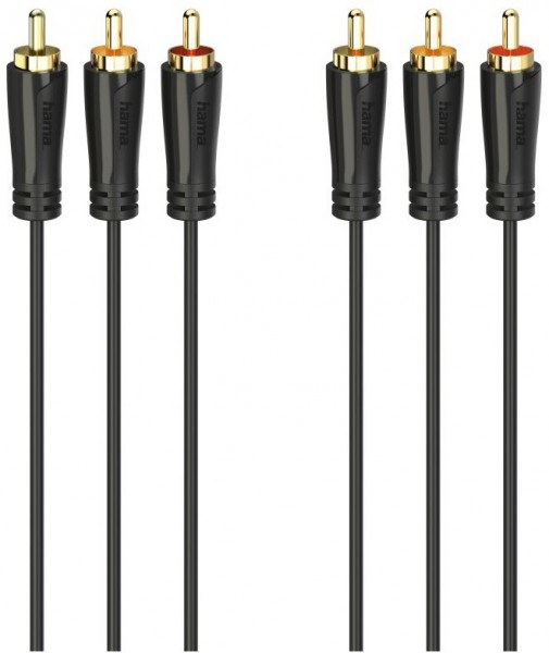 Audio-/Video-Kabel (3m) 3 Cinch-Stecker>3 Cinch-Stecker schwarz