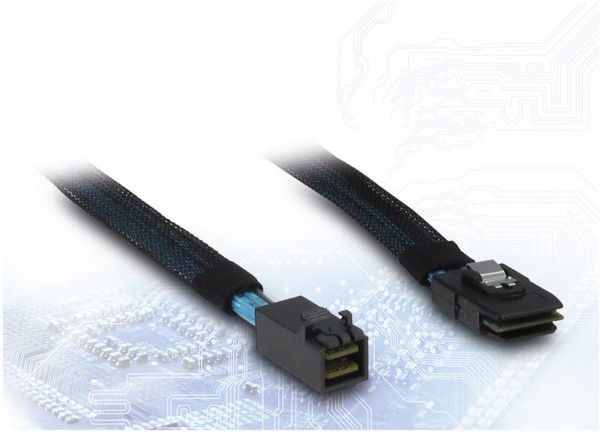 SFF-8643 > SFF-8087 Kabel (0,75m) schwarz/blau
