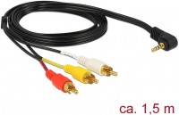 Klinke 3,5mm 4pin Stecker gew. > 3x Cinchstecker (1,5m) schwarz