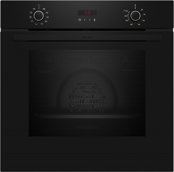 B2CCG6AK3 Einbaubackofen schwarz, 71 l, Pizza-Stufe, schnelles Vorheizen, pyrolytische Selbstreinigung, 59,4 cm breit, A+