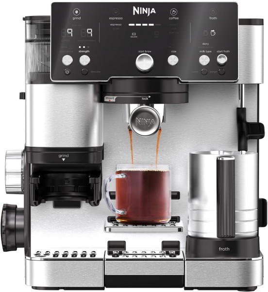 ES501EU Siebträgermaschine schwarz/edelstahl, Milchbehälter, 2 l