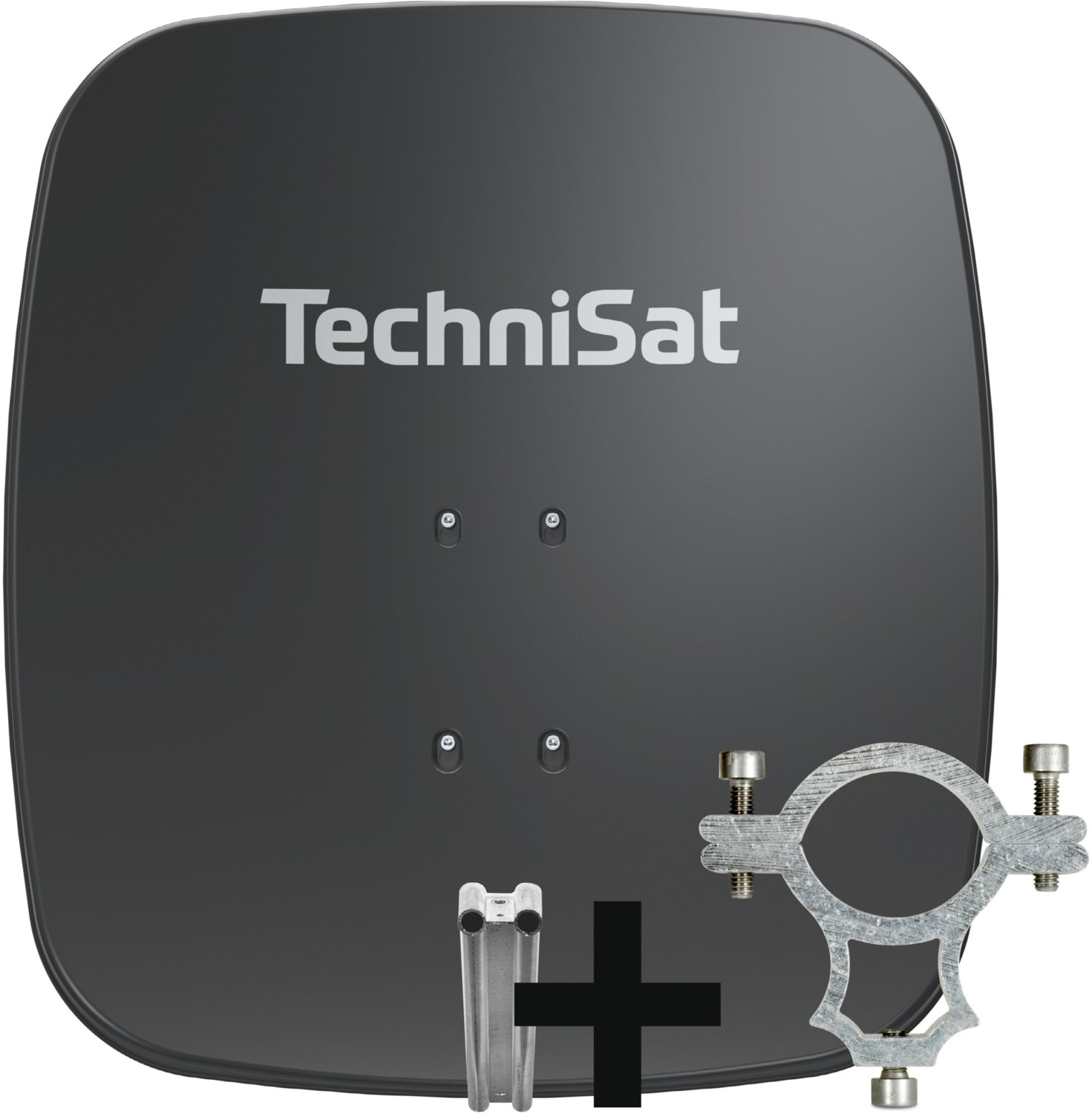 SATMAN 65 Plus Satelliten-Reflektor inkl. LNB-Halteschelle schiefergrau
