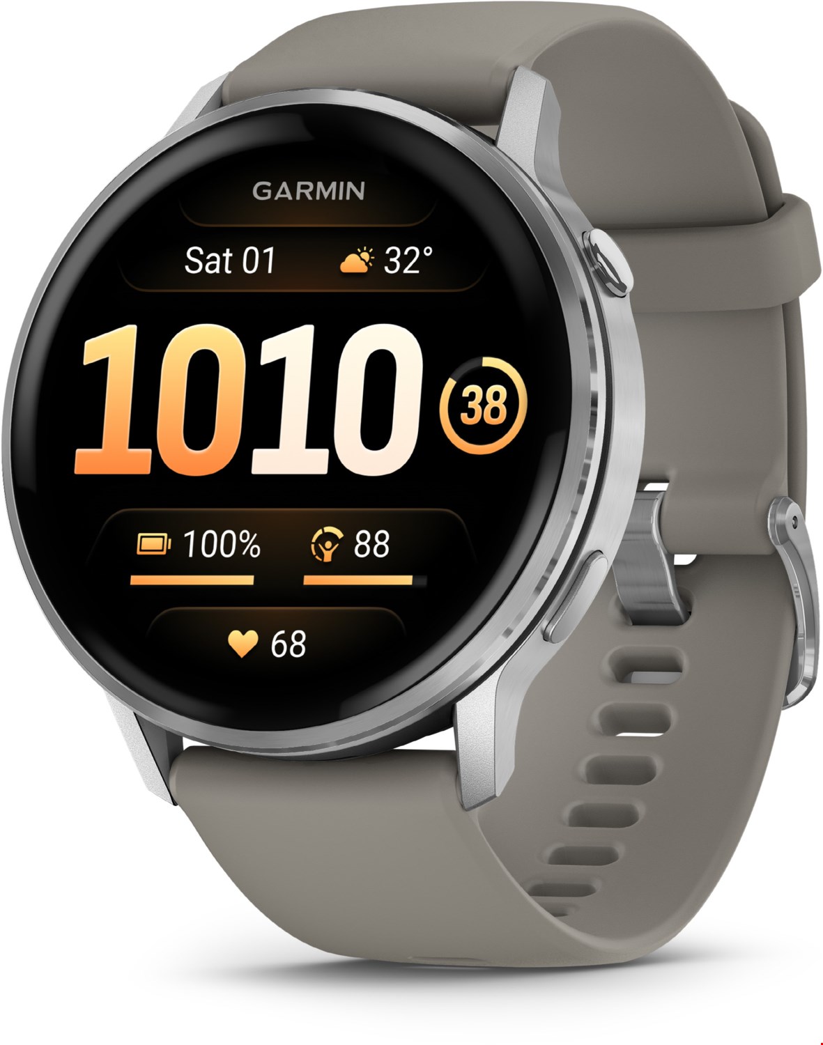 Image of Venu® 4 (45mm) Fitness-Smartwatch mit Silikon-Armband (22mm) schwarz/silber/grau