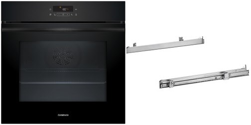 CX53EZ01T Einbaubackofen bestehend aus CF4M28063 + CZ11TI15X0 schwarz, 71 l, Pizza-Stufe, schnelles Vorheizen, pyrolytische Selbstreinigung