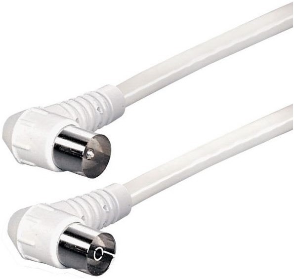 FKDW 2 x Winkel 2,5m Antennenkabel weiß
