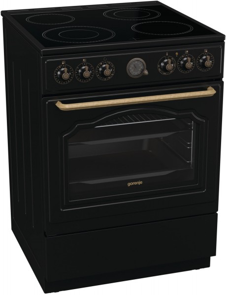 GECS6B71CLB Elektroherd mit Glaskeramikfeld schwarz matt, Pizza-Stufe, schnelles Vorheizen, 60 cm breit, A, 4 Kochzonen