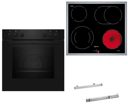 HLE210P Herdset bestehend aus E2CCG6AK3+M16SRF0M0+Z11TI15X0 schwarz + edelstahl