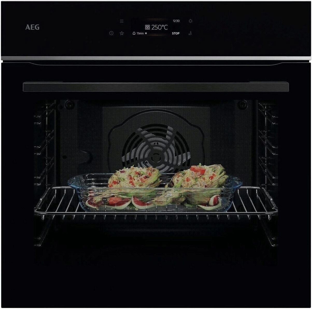 TE7PB63FSB Einbaubackofen schwarz, 72 l, Pizza-Stufe, schnelles Vorheizen, Heißluftgrill, pyrolytische Selbstreinigung, 59,4 cm breit, A+, Serie 7000