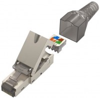 CAT-6a Netzwerkstecker 10 Gbit/s grau