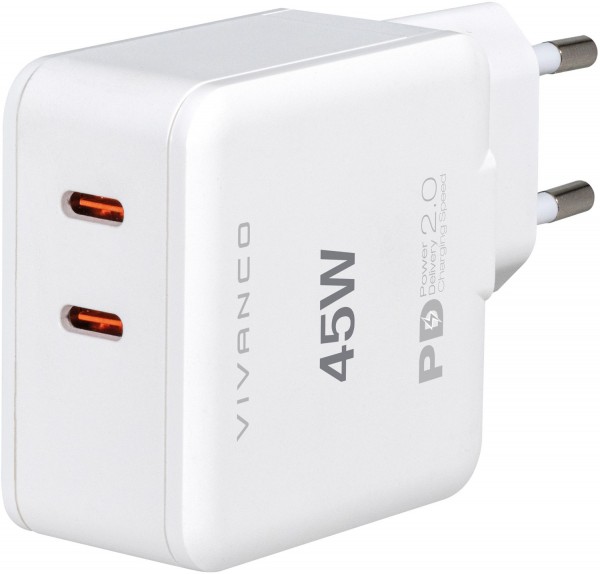 USB-C PD 2.0 Dual Schnellladegerät weiß